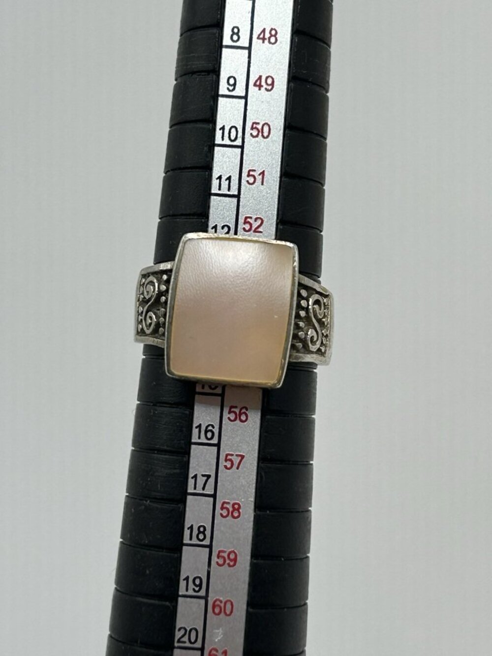Sterling Silver Size 7 Ring Pink Square Shell Inlay Statement Artisan Boho 925 - Picture 12 of 14